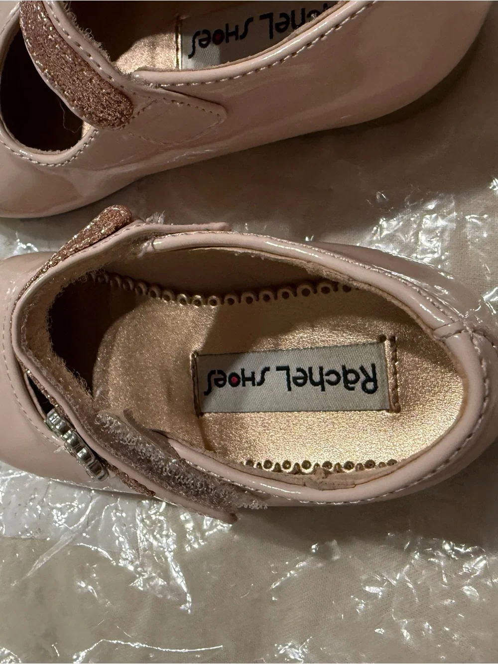 Rachel Shoes Light Pink Patent Mary Jane with Sparkle Strap